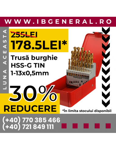 Trusă Burghie HSS-G TIN 1-13x0,5mm